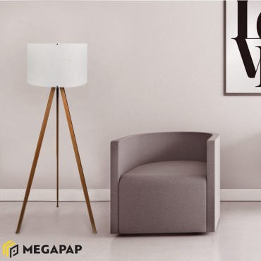 Φωτιστικό δαπέδου Rosling Megapap Mdf/ύφασμα Pvc χρώμα καρυδί/μπεζ 38x21x140εκ.