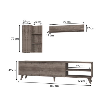 Σύνθεση τηλεόρασης Orion Megapap χρώμα καρυδί 180x35x47cm 1 τεμ.