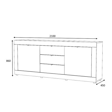 Μπουφές Ocean Megapap χρώμα sonoma 210x45x86cm 1 τεμ.