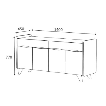Μπουφές Sila Megapap χρώμα λευκό 140x45x72cm 1 τεμ.