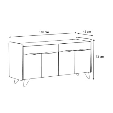 Μπουφές Sila Megapap χρώμα λευκό 140x45x72cm 1 τεμ.