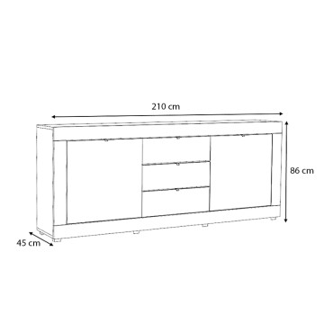 Μπουφές Ocean Megapap χρώμα λευκό 210x45x86cm 1 τεμ.