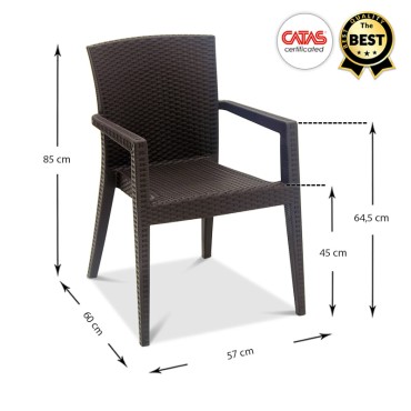 Πολυθρόνα κήπου Bali Megapap από PP χρώμα καφέ 57x60x85cm 1 τεμ.