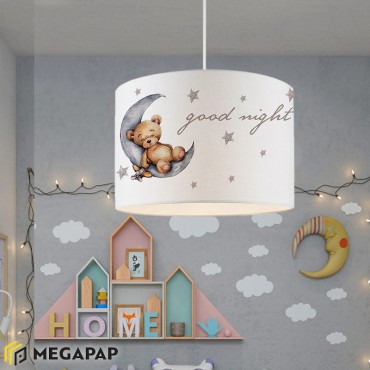 Φωτιστικό οροφής Goofy Megapap υφασμάτινο μονόφωτο με χαριτωμένο αρκουδάκι 28x21x70εκ.