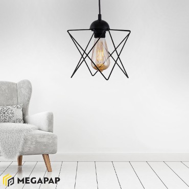 Φωτιστικό οροφής Faven Megapap E27 μεταλλικό μονόφωτο χρώμα μαύρο 17x17x70εκ.