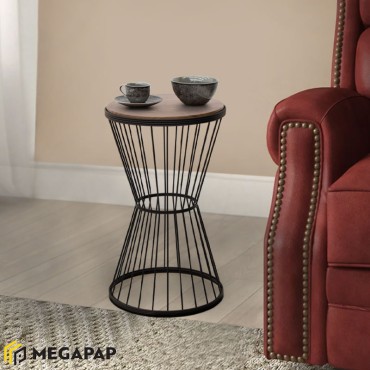 Βοηθητικό τραπεζάκι Hoffman Megapap μεταλλικό - Mdf χρώμα μαύρο - καρυδί 35x35x58cm 1 τεμ.