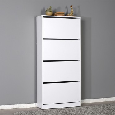 Παπουτσοθήκη μελαμίνης Flat Duo Megapap 24 ζευγών σε χρώμα λευκό 73x26x157cm
