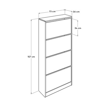Παπουτσοθήκη μελαμίνης Flat Duo Megapap 24 ζευγών σε χρώμα λευκό 73x26x157cm