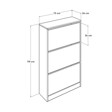 Παπουτσοθήκη μελαμίνης Flat Duo Megapap 18 ζεύγων σε χρώμα λευκό 73x26x119cm