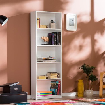 Βιβλιοθήκη μελαμίνης Max Megapap σε χρώμα λευκό 58x23x170cm 1 τεμ.