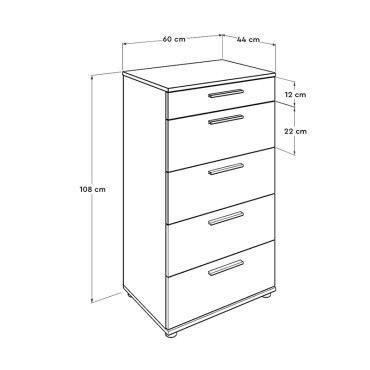 Συρταριέρα Trendline Megapap σε χρώμα καρυδί 60x44x108cm 1 τεμ.