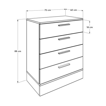 Συρταριέρα μελαμίνης Base Megapap χρώμα oak - λευκό 72x40x88cm 1 τεμ.