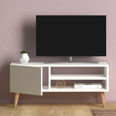 Έπιπλο τηλεόρασης Porto Megapap από μελαμίνη χρώμα λευκό 90x32x42cm 1 τεμ.