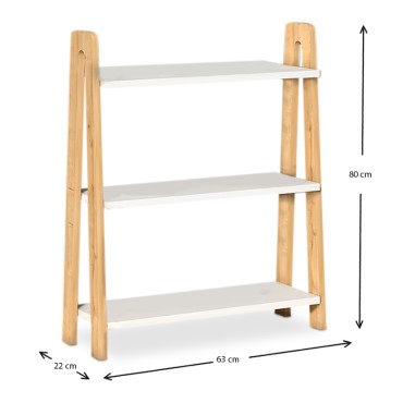 Βιβλιοθήκη Como Megapap από μελαμίνη χρώμα λευκό - oak 63x22x80cm 1 τεμ.