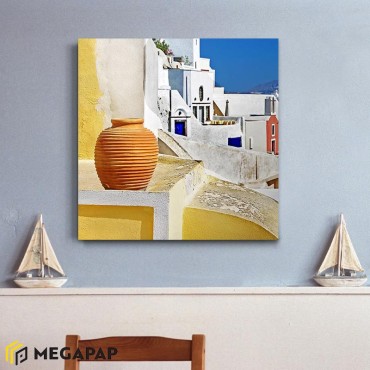 Πίνακας σε καμβά "Santorini" Megapap ψηφιακής εκτύπωσης 50x50x3εκ.