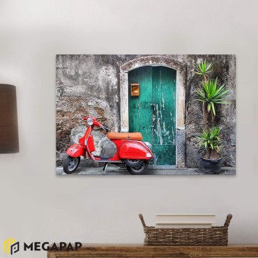 Πίνακας σε καμβά "Red Vespa" Megapap ψηφιακής εκτύπωσης 60x40x3εκ.