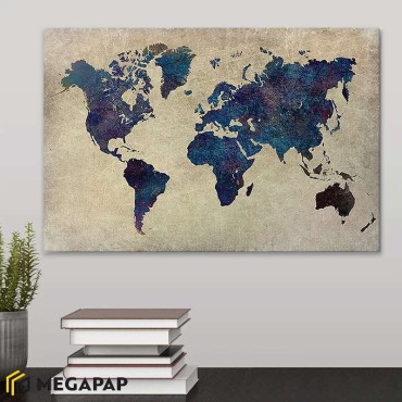 Πίνακας σε καμβά "World Map" Megapap ψηφιακής εκτύπωσης 75x50x3εκ.