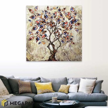 Πίνακας σε καμβά "Tree And Leaves" Megapap ψηφιακής εκτύπωσης 100x100x3εκ.