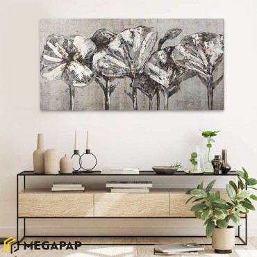 Πίνακας σε καμβά "White Flowers" Megapap ψηφιακής εκτύπωσης 120x60x3εκ.