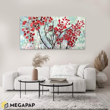 Πίνακας σε καμβά "Red Leaves" Megapap ψηφιακής εκτύπωσης 100x50x3εκ.