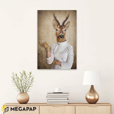 Πίνακας σε καμβά "Woman With Deer Head" Megapap ψηφιακής εκτύπωσης 50x75x3εκ.