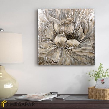 Πίνακας σε καμβά "Golden Flowers" Megapap ψηφιακής εκτύπωσης 50x50x3εκ.