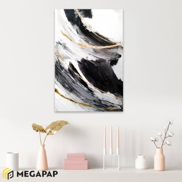 Πίνακας σε καμβά "Golden And Silver Reflections" Megapap ψηφιακής εκτύπωσης 50x75x3εκ.