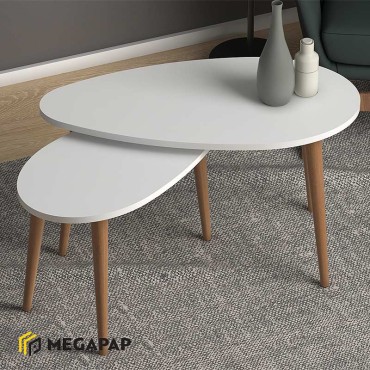 Σετ τραπεζάκια σαλονιού μελαμίνης Spline Megapap 2 τεμ. χρώμα λευκό 80x40x46cm