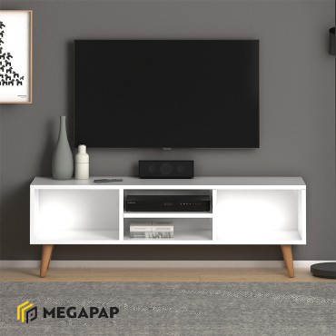 Έπιπλο τηλεόρασης Loren Megapap από μελαμίνη χρώμα λευκό 120x30x40cm 1 τεμ.