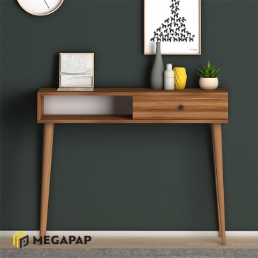 Κονσόλα μελαμίνης Napoli Megapap χρώμα καρυδί 90x29x88cm 1 τεμ.