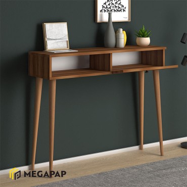 Κονσόλα μελαμίνης Napoli Megapap χρώμα καρυδί 90x29x88cm 1 τεμ.