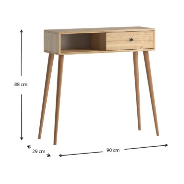 Κονσόλα μελαμίνης Napoli Megapap χρώμα oak 90x29x88cm 1 τεμ.