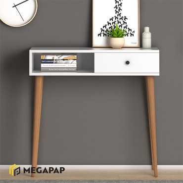 Κονσόλα μελαμίνης Napoli Megapap χρώμα λευκό 90x29x88cm 1 τεμ.