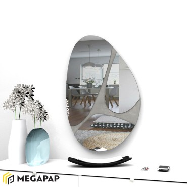 Καθρέφτης τοίχου Leon Megapap χρώμα γκρι 73x49x2,2εκ.