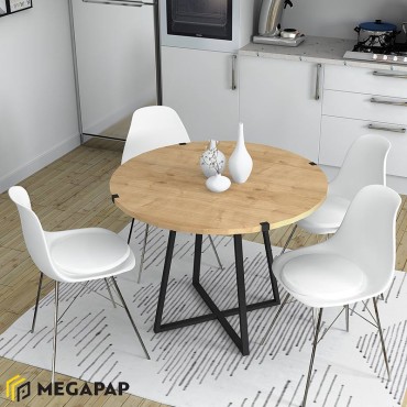 Τραπέζι Rubes Megapap μεταλλικό - μελαμίνης χρώμα sonoma - ανθρακί 100x100x78cm 1 τεμ.