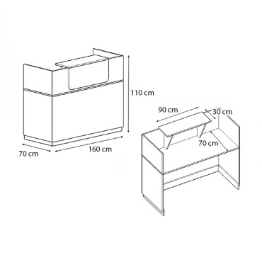 Γραφείο reception μελαμίνης Lemmon Megapap χρώμα sonoma 160x70x110εκ.