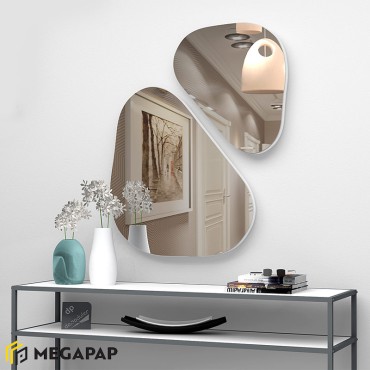 Σετ καθρεφτών τοίχου Leista Megapap 2 τμχ. χρώμα λευκό 65x58x2,2εκ.