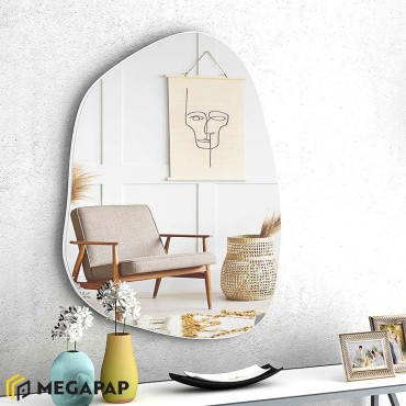 Καθρέφτης τοίχου Denza Megapap χρώμα λευκό 100x80x2,2εκ.