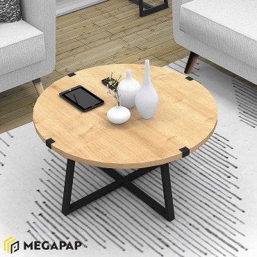 Τραπεζάκι σαλονιού Mauricio Megapap μεταλλικό - μελαμίνης χρώμα sonoma - ανθρακί 78x78x43cm 1 τεμ.