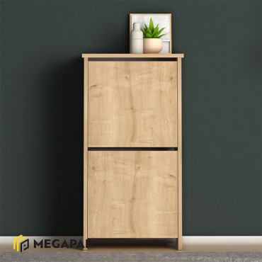 Παπουτσοθήκη μελαμίνης Port Megapap 8 ζευγών χρώμα oak 48x31x92cm