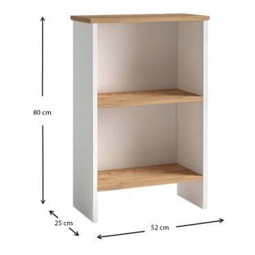 Βιβλιοθήκη μελαμίνης Flora Megapap χρώμα white - oak 52x25x80cm 1 τεμ.