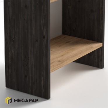 Βιβλιοθήκη μελαμίνης Flora Megapap χρώμα industrial grey - oak 52x25x80cm 1 τεμ.