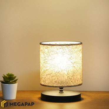 Φωτιστικό επιτραπέζιο Hassard Megapap ύφασμα/Mdf χρώμα μπεζ/μαύρο 15x16x22εκ.
