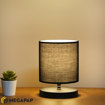 Φωτιστικό επιτραπέζιο Hassard Megapap ύφασμα/Mdf χρώμα μαύρο 15x16x22εκ.