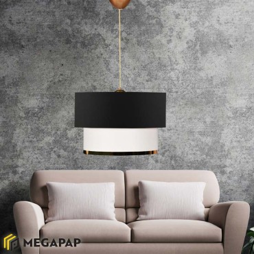 Φωτιστικό οροφής Barnhart Megapap υφασμάτινο μονόφωτο χρώμα μαύρο/χρυσό 30x20x70εκ.