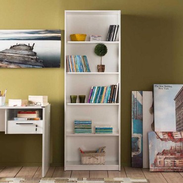 Βιβλιοθήκη μελαμίνης Max Megapap χρώμα λευκό 64x26x182cm 1 τεμ.