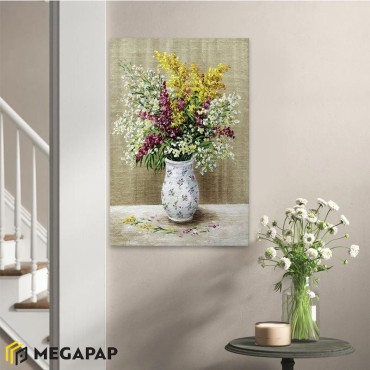 Πίνακας σε καμβά "Flowers in Vase" Megapap ψηφιακής εκτύπωσης 60x90x3εκ.