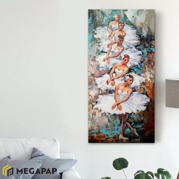 Πίνακας σε καμβά "White Swan Ballerinas" Megapap ψηφιακής εκτύπωσης 50x100x3εκ.