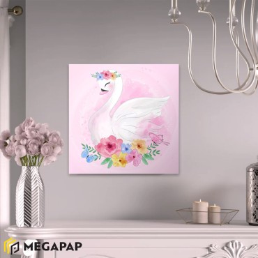 Πίνακας σε καμβά "Baby Swan" Megapap ψηφιακής εκτύπωσης 40x40x3εκ.