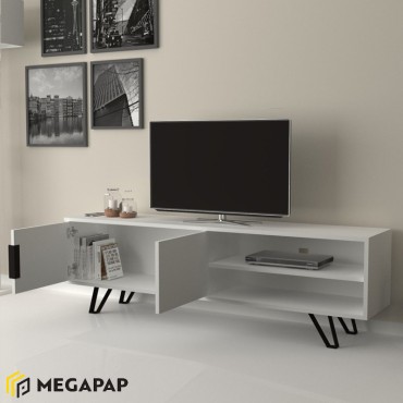 Έπιπλο τηλεόρασης Foot Megapap χρώμα λευκό 160x35x49cm 1 τεμ.